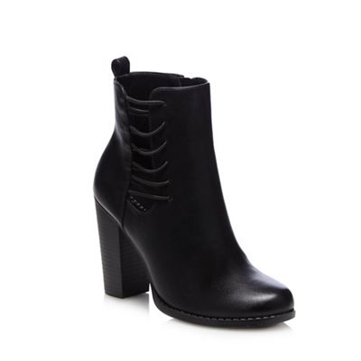 Call It Spring Black 'Boraccini' side lace blocked heeled mid boots